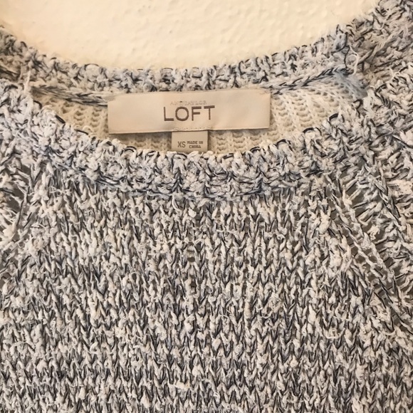 LOFT cozy grey and white sweater - Picture 2 of 4